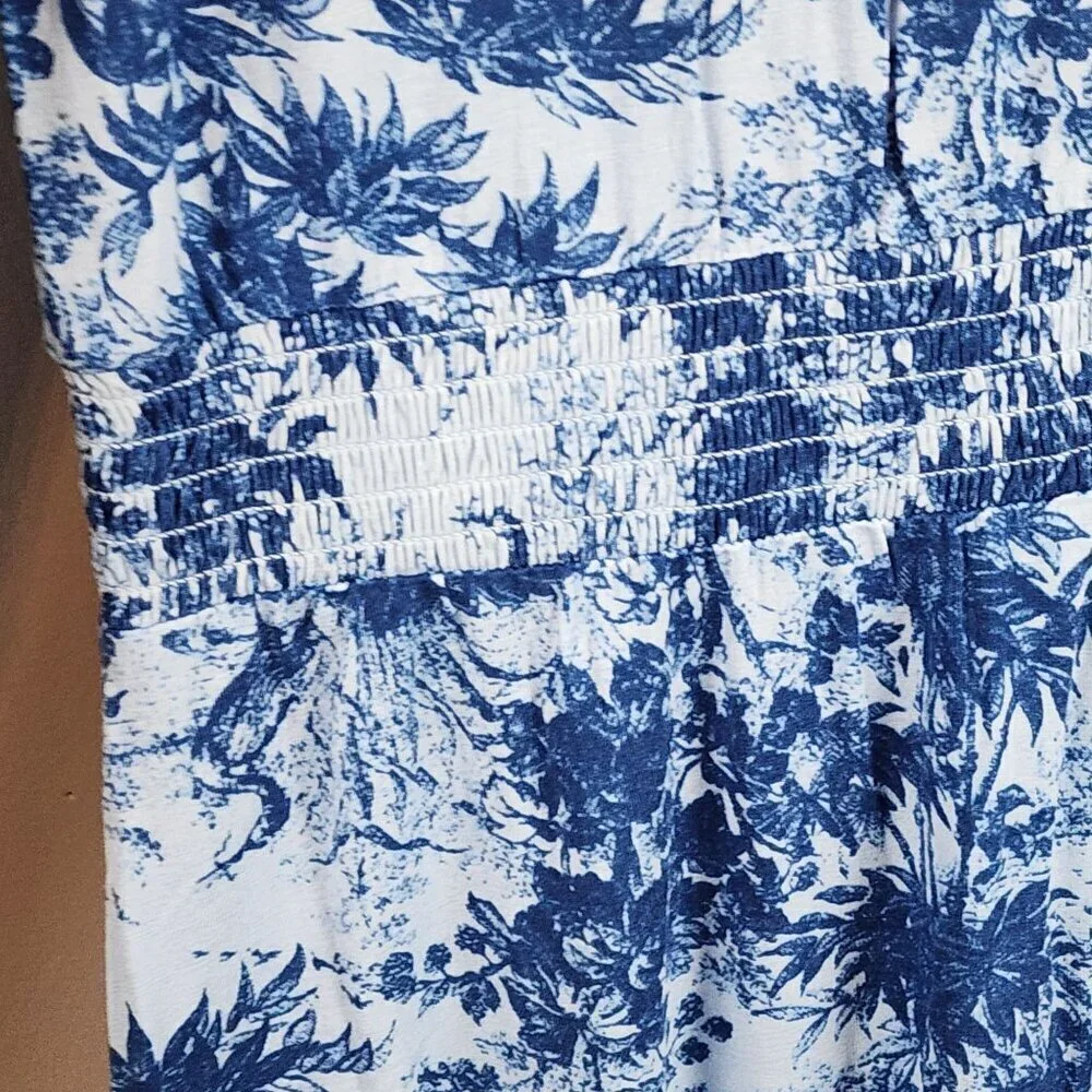 Jason Wu blue floral dress sz L women long sleeve stretchy - Picture 2 of 11